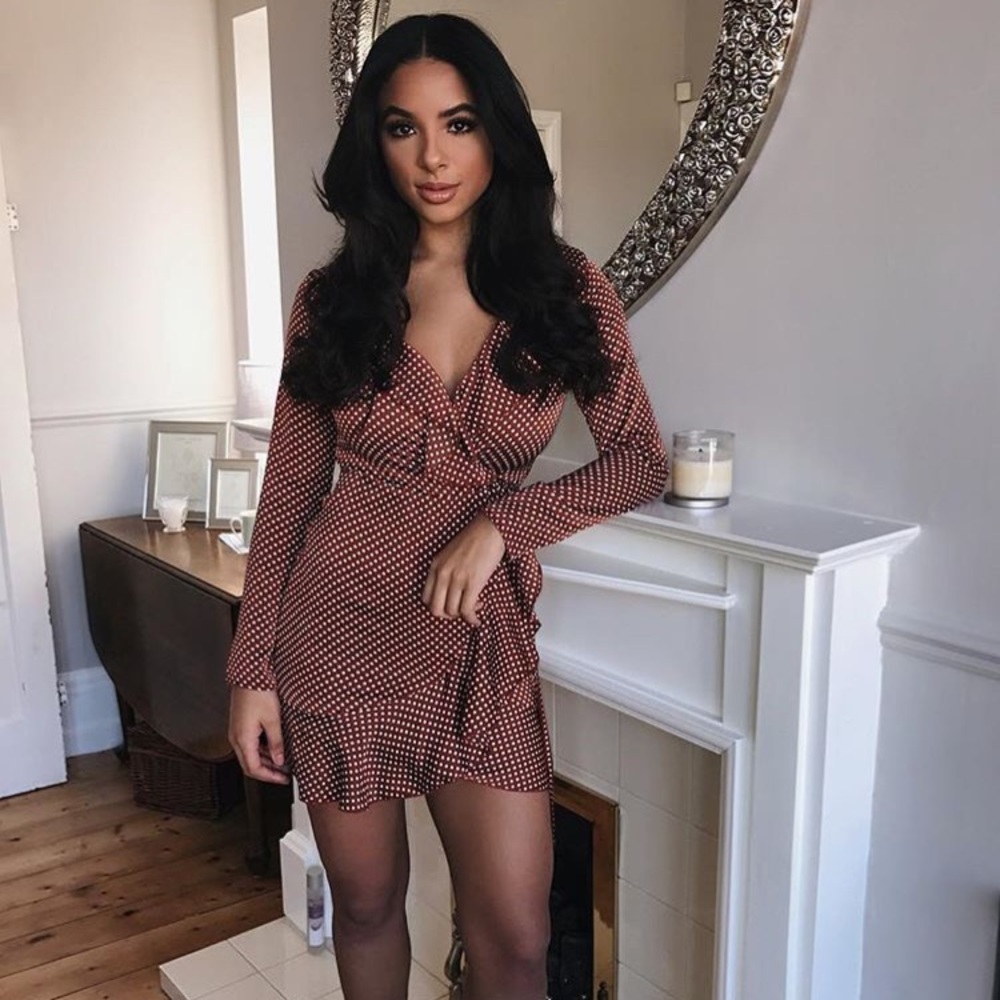 Satin polka dot mini dress